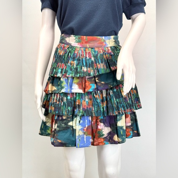 ALLISON NY Green and Blue Mini layered Bubble Skirt size M. - Picture 2 of 10